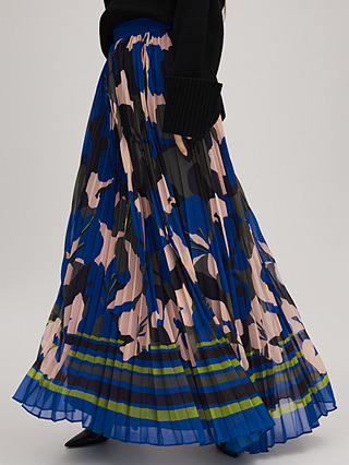 FLORERE Floral Pleated Maxi Skirt, Multi