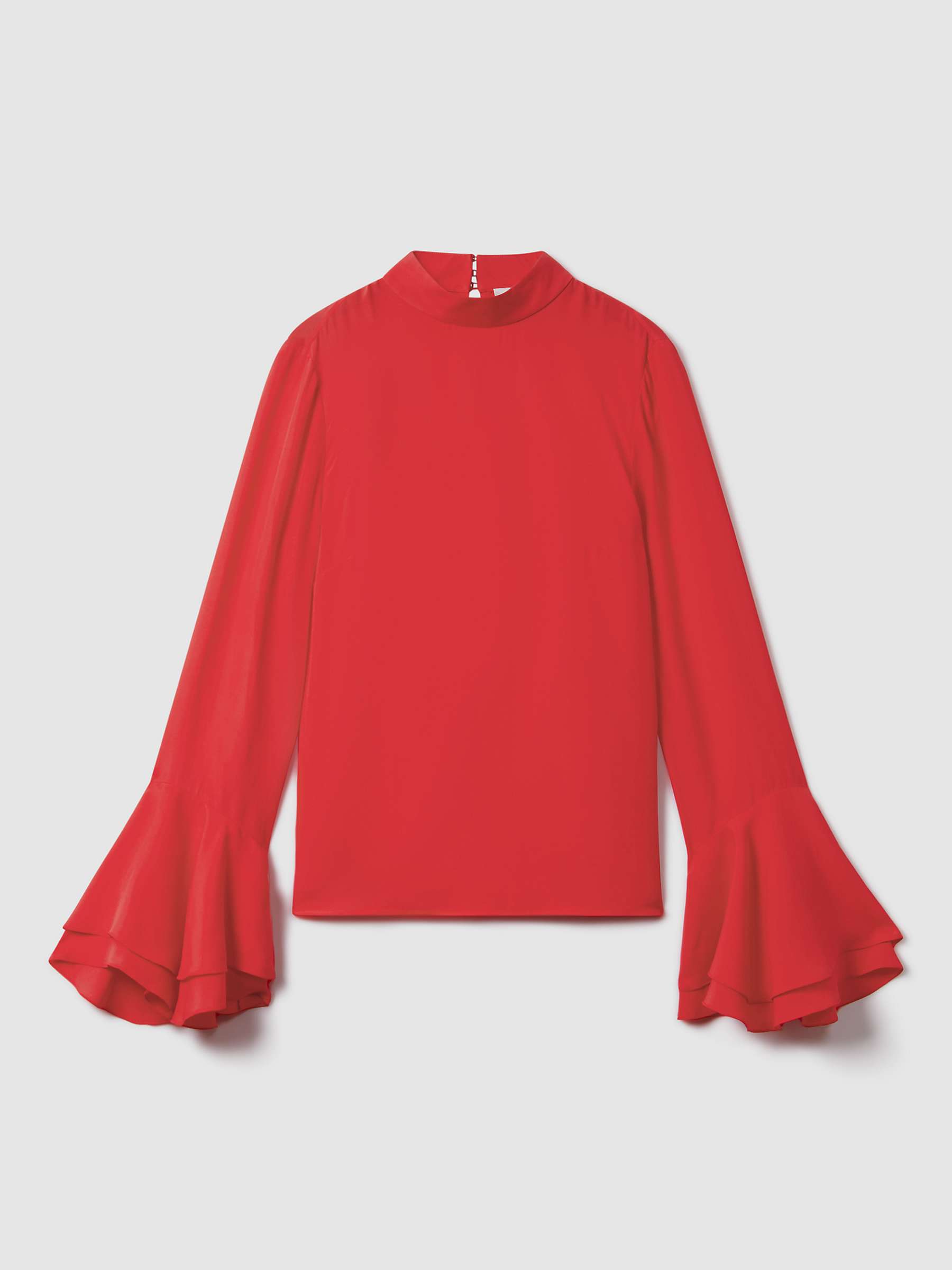 Buy FLORERE High Neck Fluted Cuff Blouse, Deep Coral Online at johnlewis.com