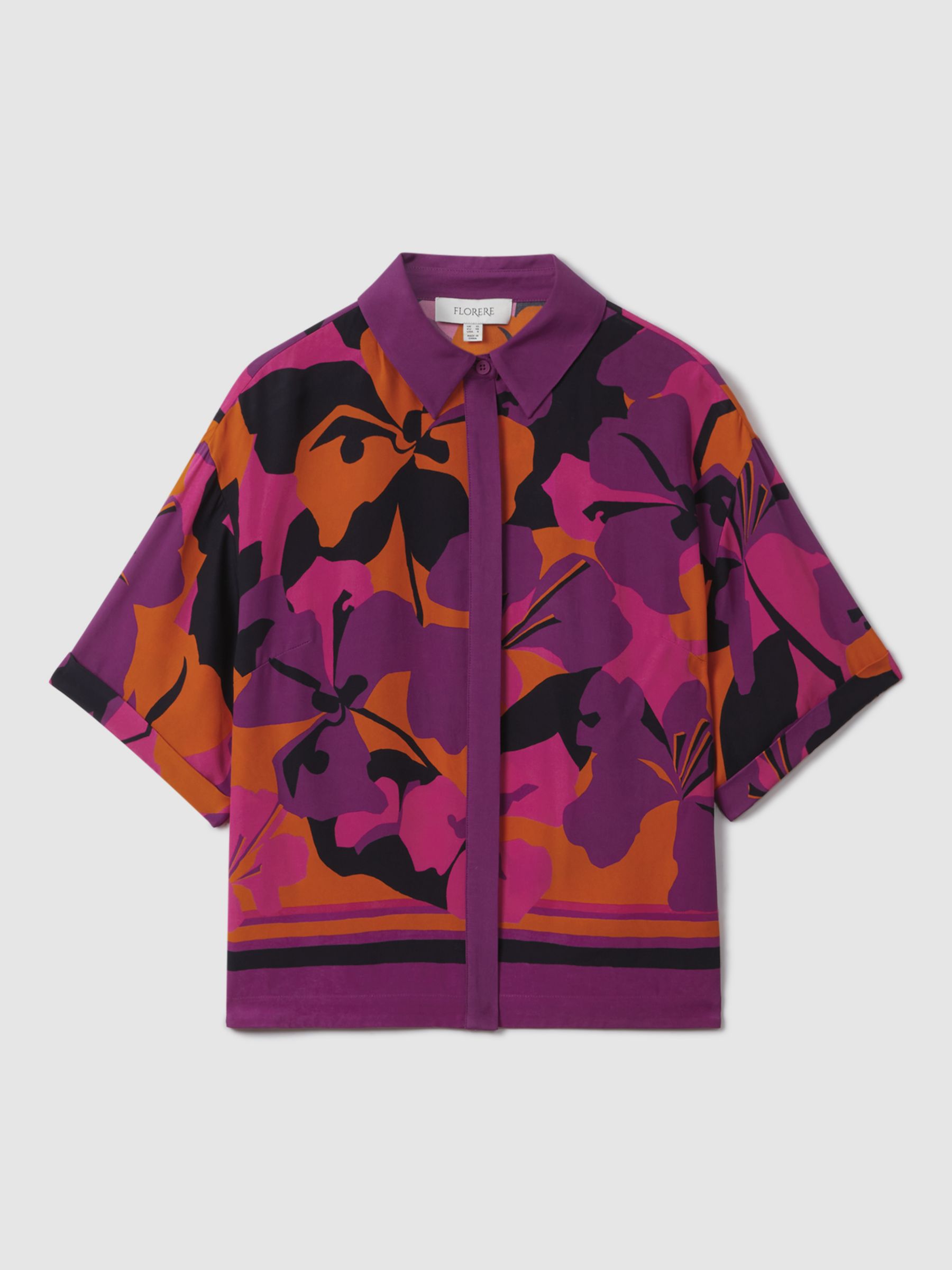 FLORERE Short Sleeve Shirt, Pink/Orange, 8