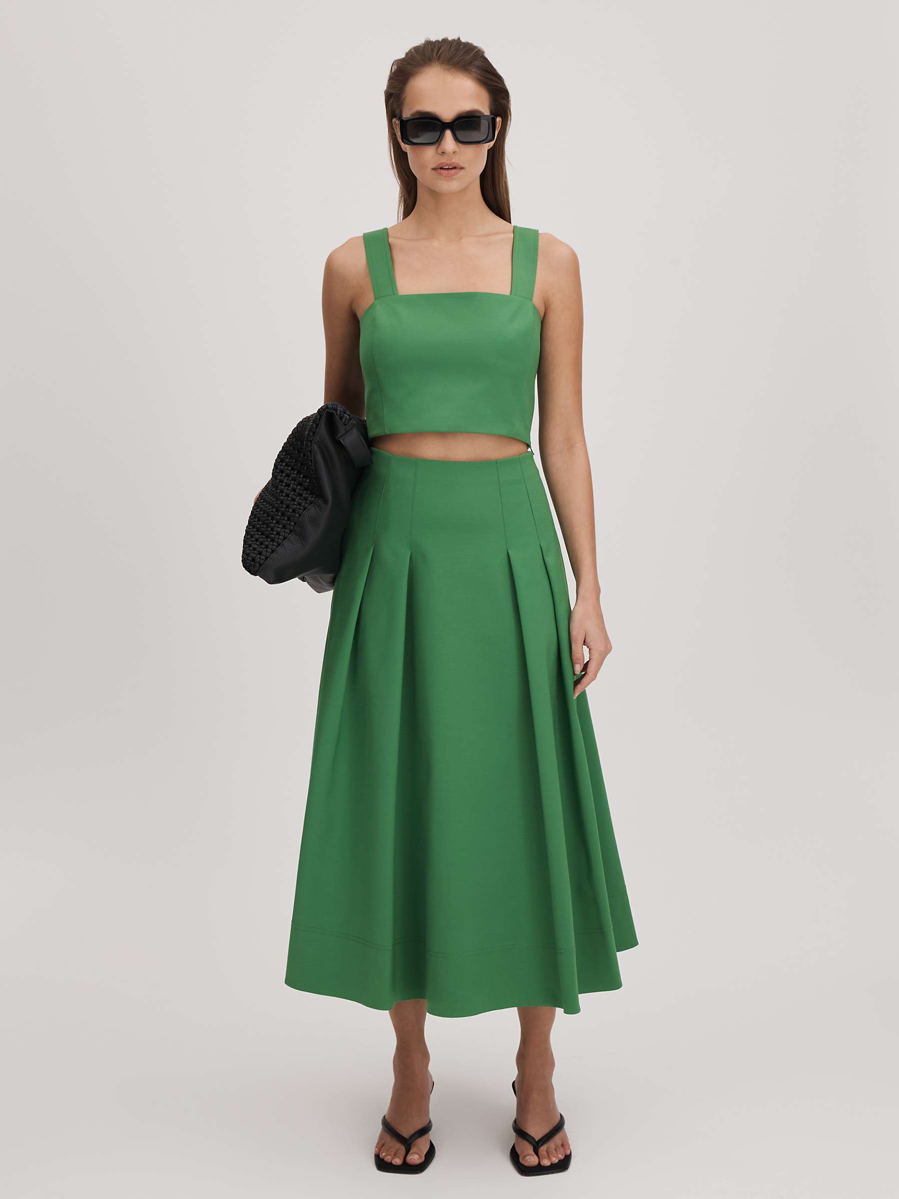 Buy FLORERE Pleat Detail Full Midi Skirt, Bright Green Online at johnlewis.com