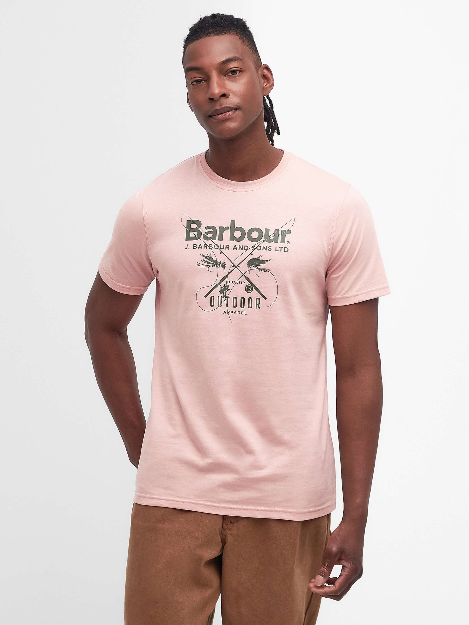 Buy Barbour Fly Graphic T-Shirt, Pink Mist Online at johnlewis.com
