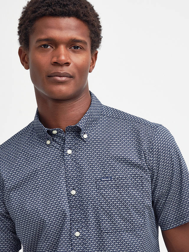Barbour Shell Cotton Short Sleeve Tailored Shirt, Navy