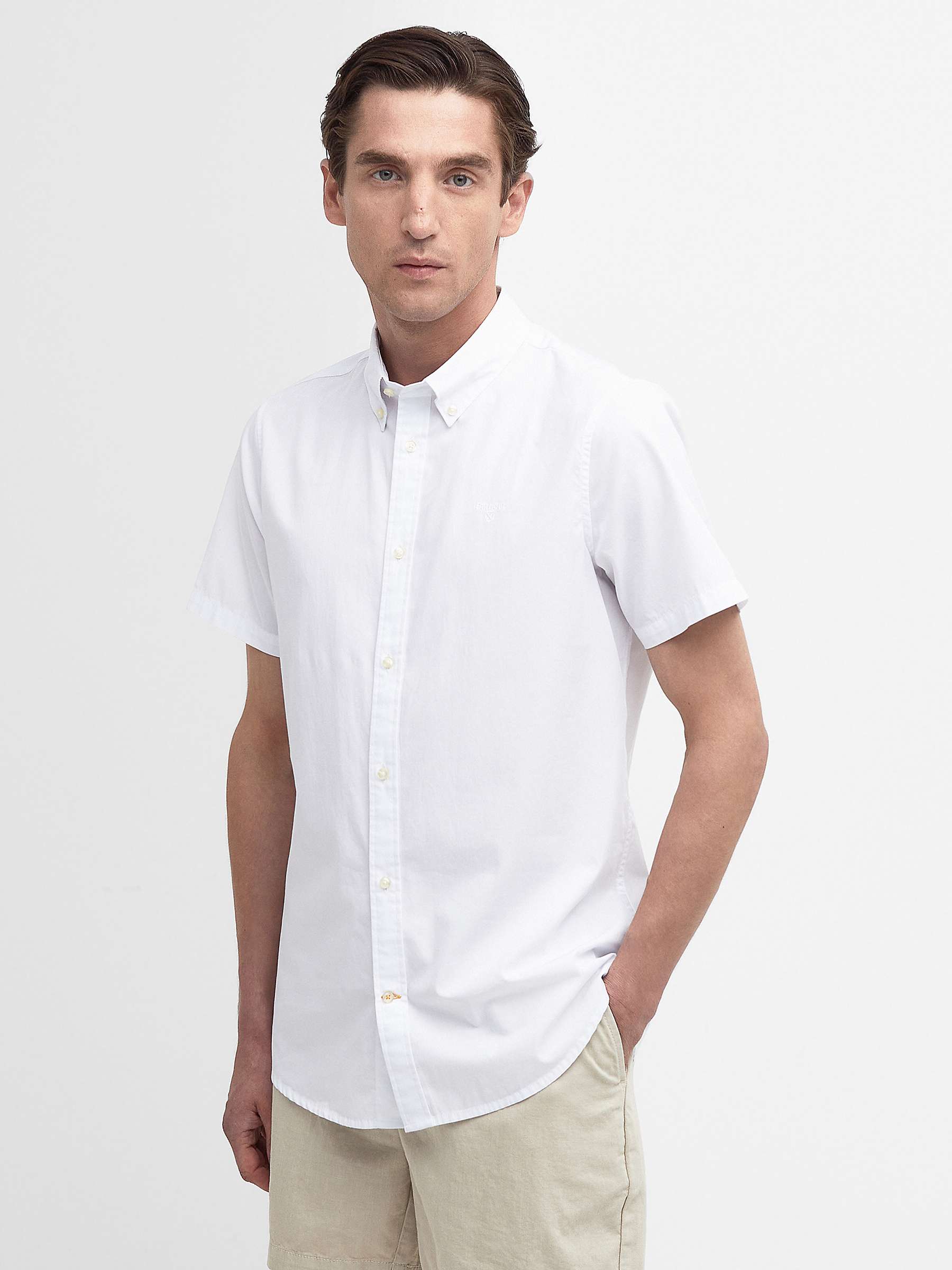 Buy Barbour Cotton Short Sleeve Tailored Shirt, White Online at johnlewis.com