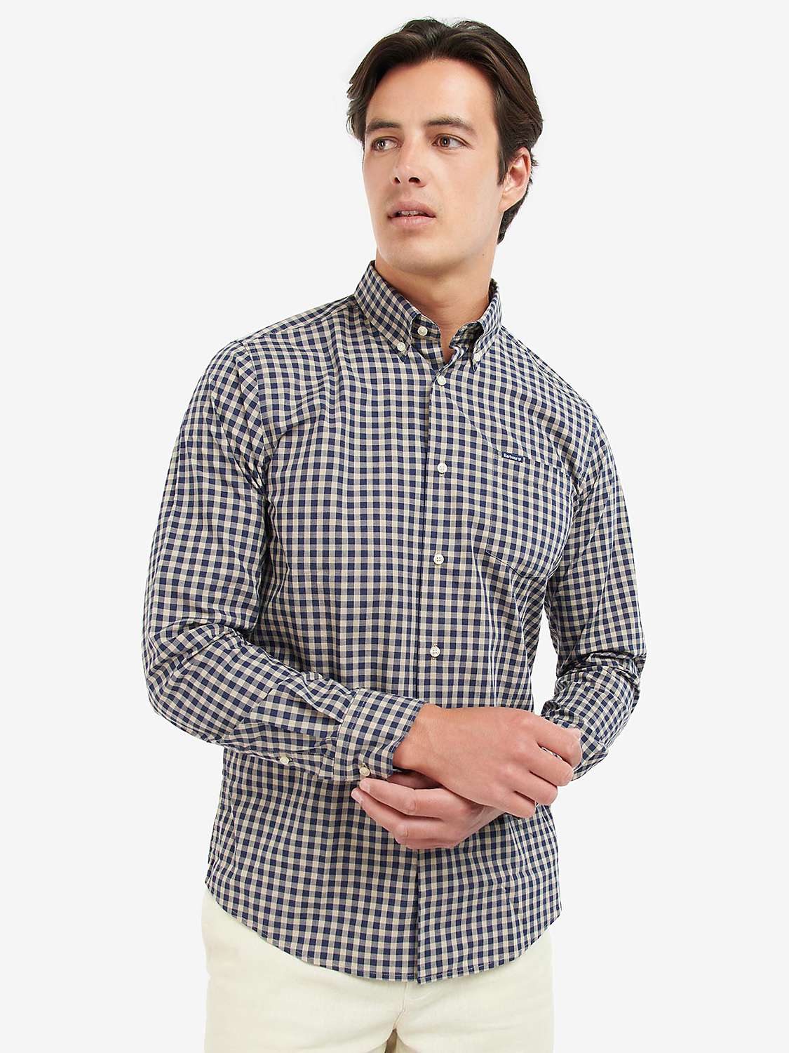 Buy Barbour Merryton Gingham Tailored Shirt, Stone Online at johnlewis.com