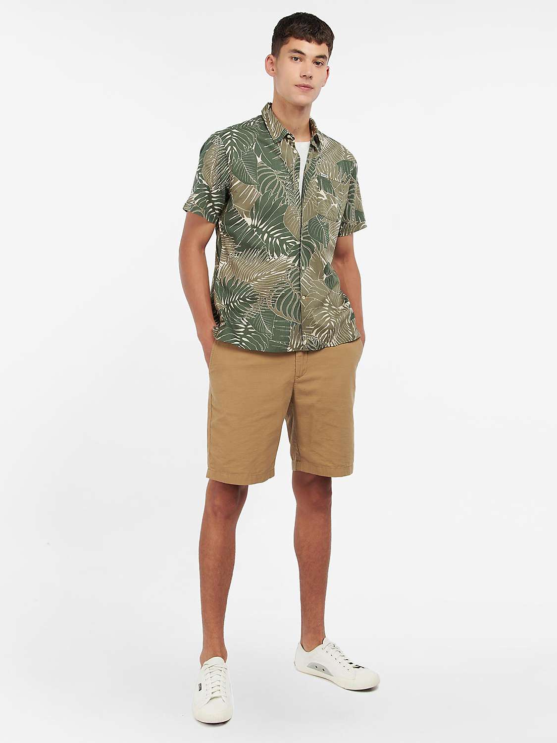 Buy Barbour Cornwall Summer Short Sleeve Tailored Shirt, Olive Online at johnlewis.com