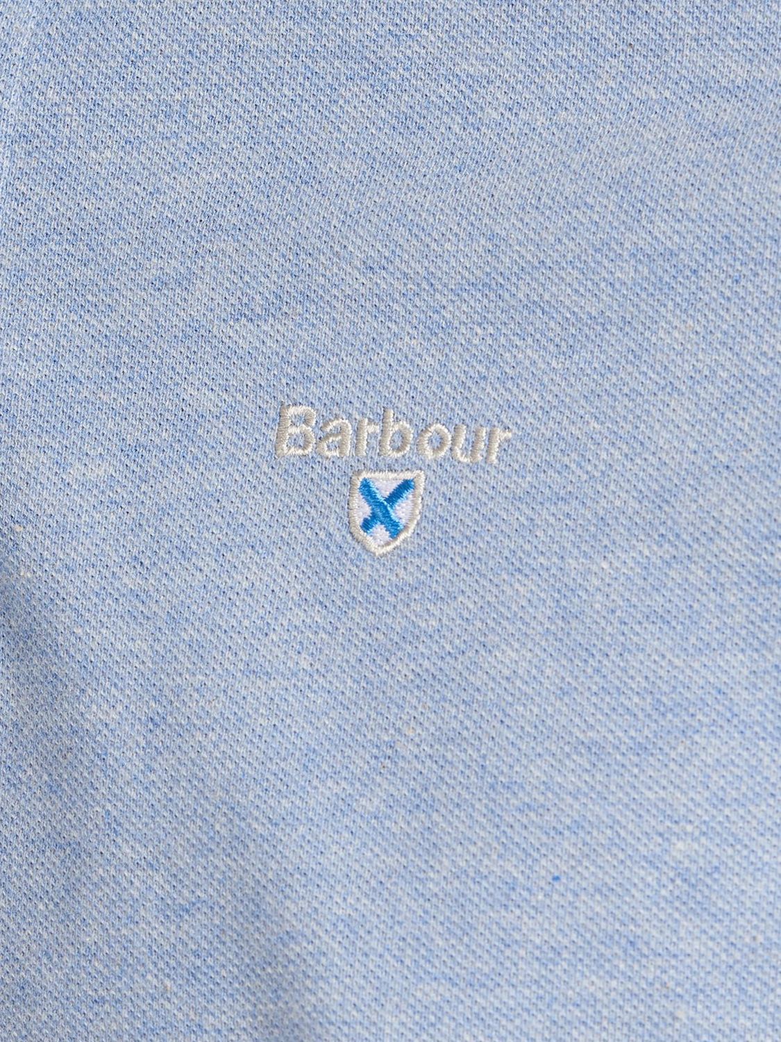 Barbour Tartan Pique Polo Shirt, Sky Marl/Dress, S