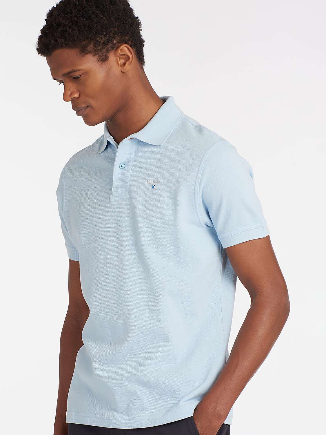 Buy Barbour Short Sleeve Sports Polo Shirt, Sky Online at johnlewis.com