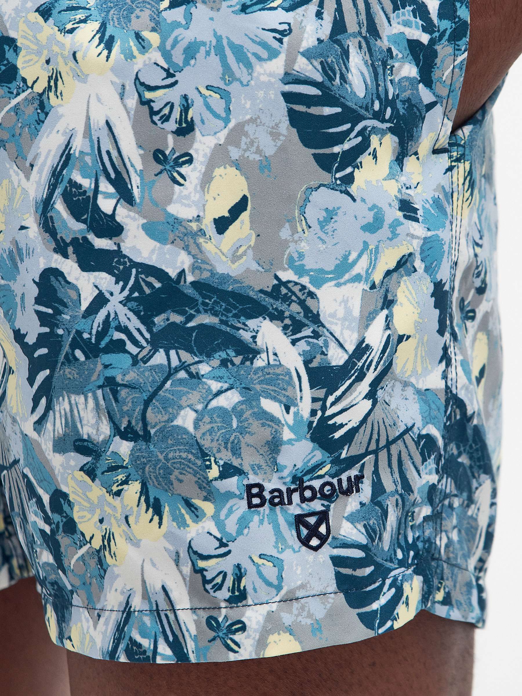 Buy Barbour Hindle Palm Leaf Print Swim Shorts, Sky Online at johnlewis.com