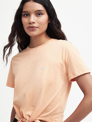 Barbour International Soules Tie Detail T-Shirt, Peach Melba