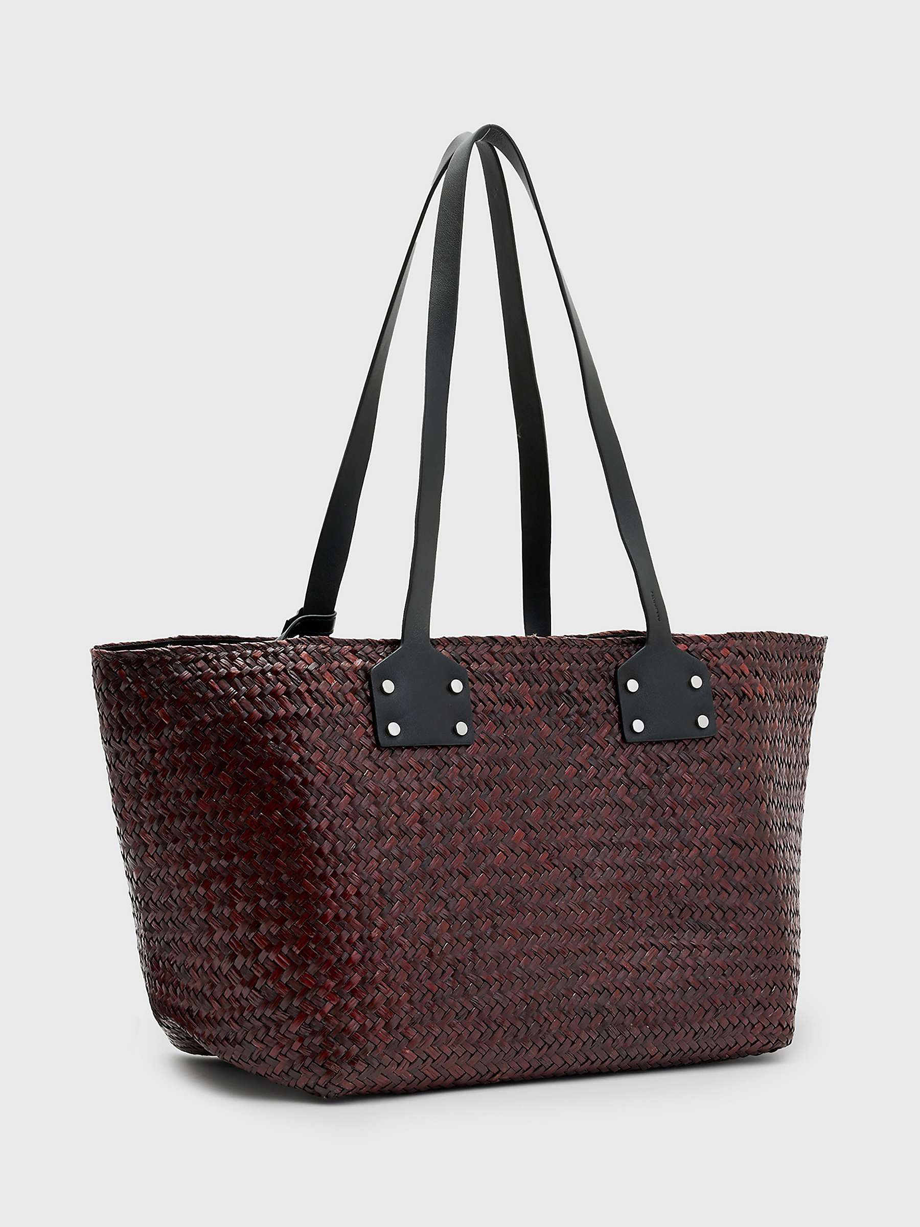 Buy AllSaints Mosley Straw Tote Bag, Peat Brown Online at johnlewis.com
