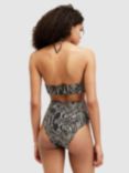 AllSaints Cody Cutout Snake Print Swimsuit, Waimea Black