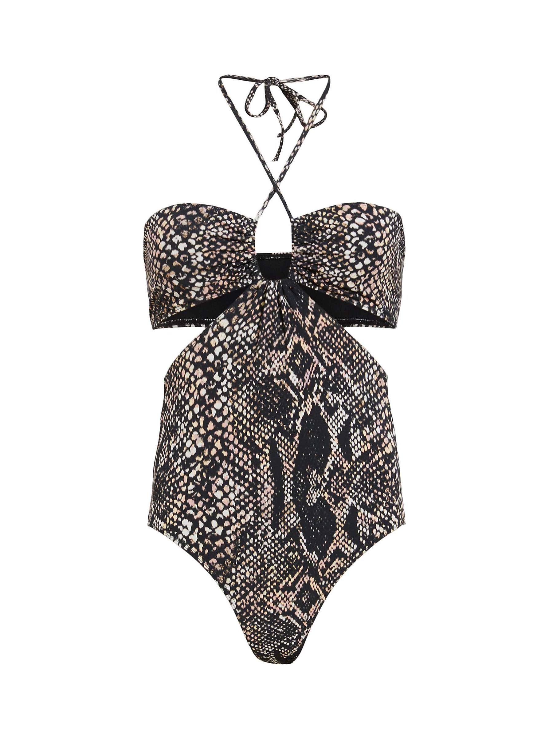 Buy AllSaints Cody Cutout Snake Print Swimsuit, Waimea Black Online at johnlewis.com
