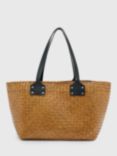 AllSaints Mosley Straw Tote Bag, Almond Beige