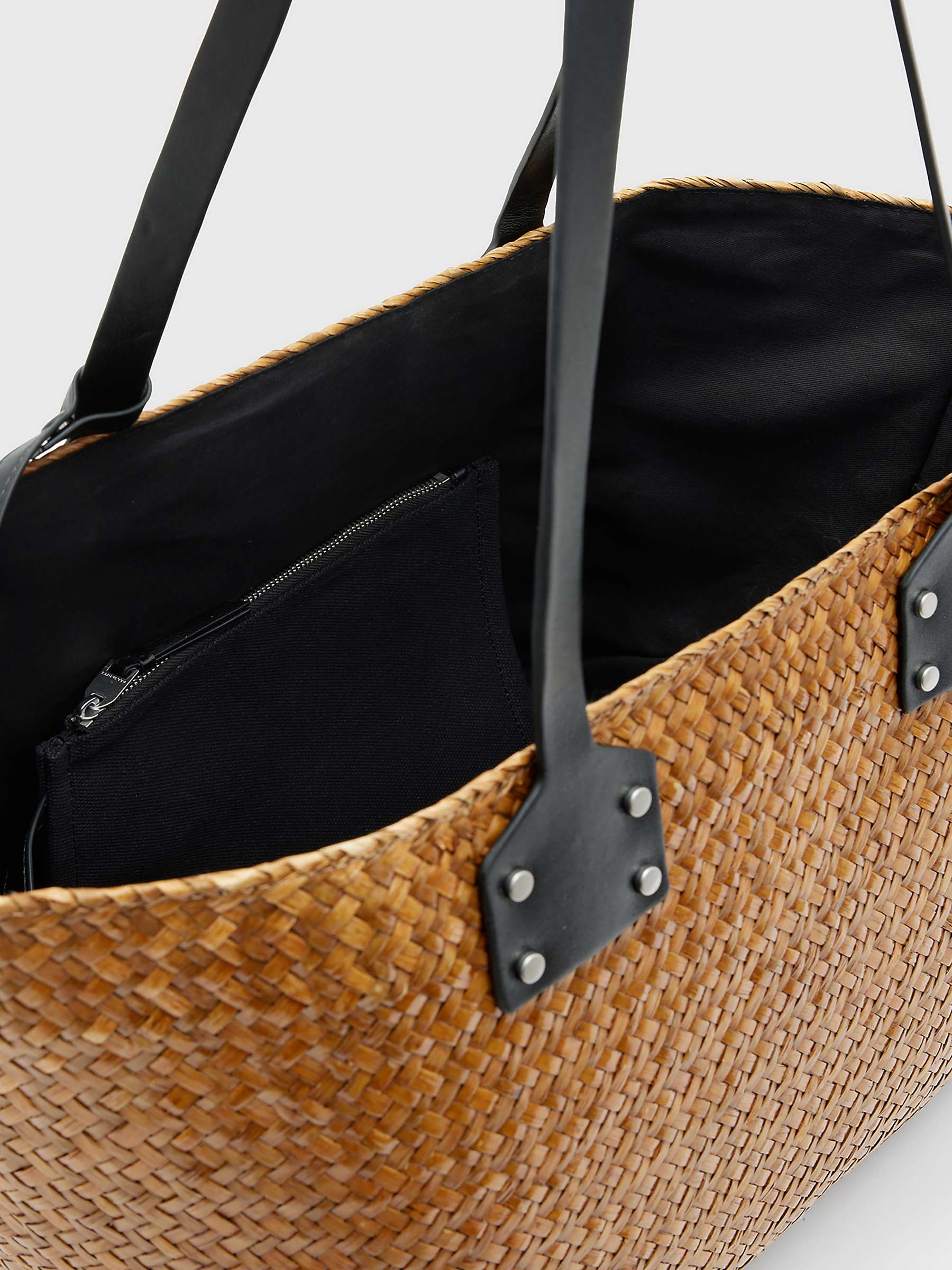 Buy AllSaints Mosley Straw Tote Bag, Almond Beige Online at johnlewis.com