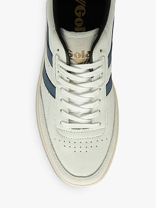 Gola Classics Contact Leather Lace Up Trainers, White Moon/Light Black