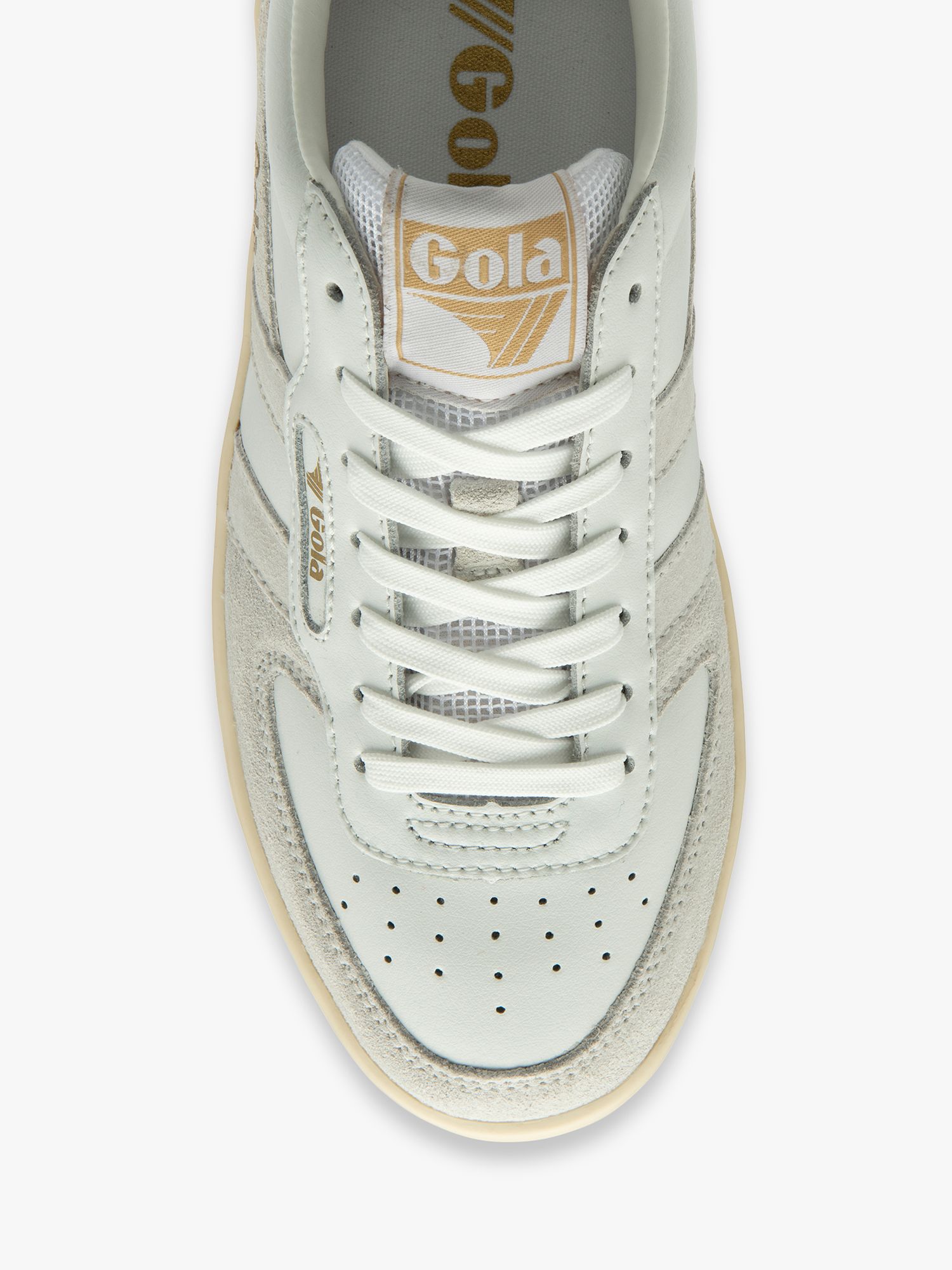 Buy Gola Classics Hawk Leather Lace Up Trainers, White/Gold Online at johnlewis.com
