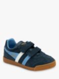 Gola Classics Kids' Harrier Suede Riptape Trainers, Navy/Vista Blue/White