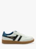 Gola Classics Contact Leather Lace Up Trainers, White/Black/Blue/Gum