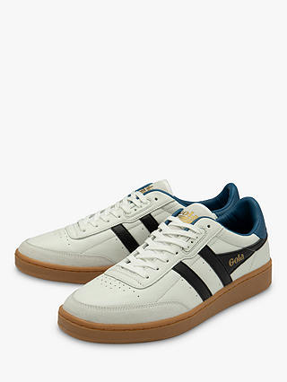 Gola Classics Contact Leather Lace Up Trainers, White/Black/Blue/Gum