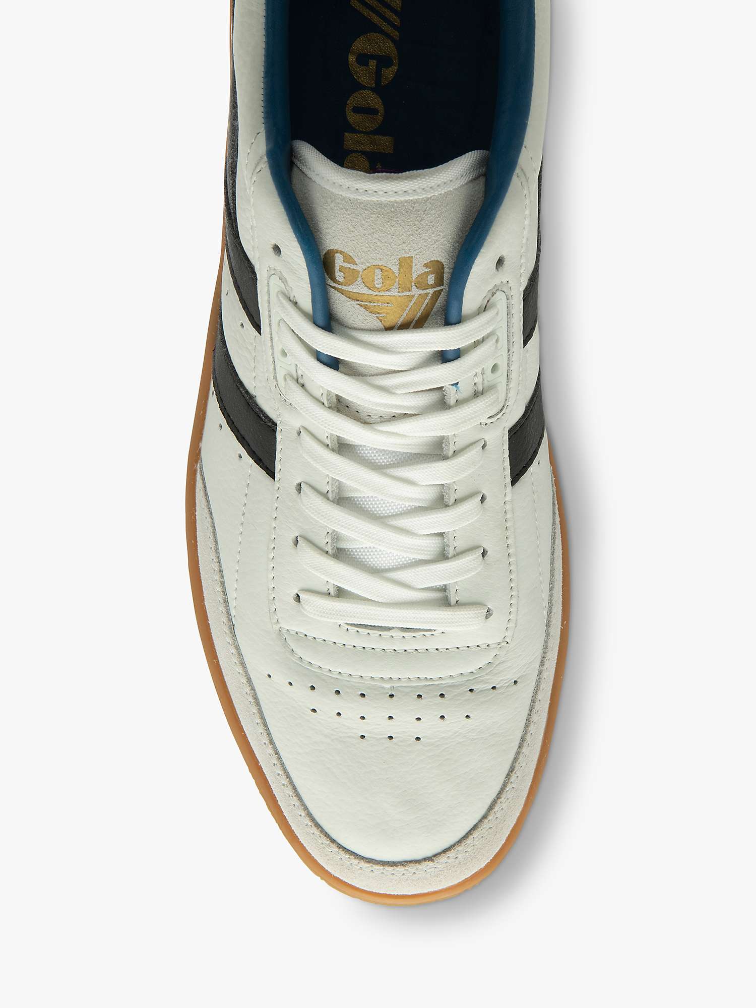 Buy Gola Classics Contact Leather Lace Up Trainers, White/Black/Blue/Gum Online at johnlewis.com