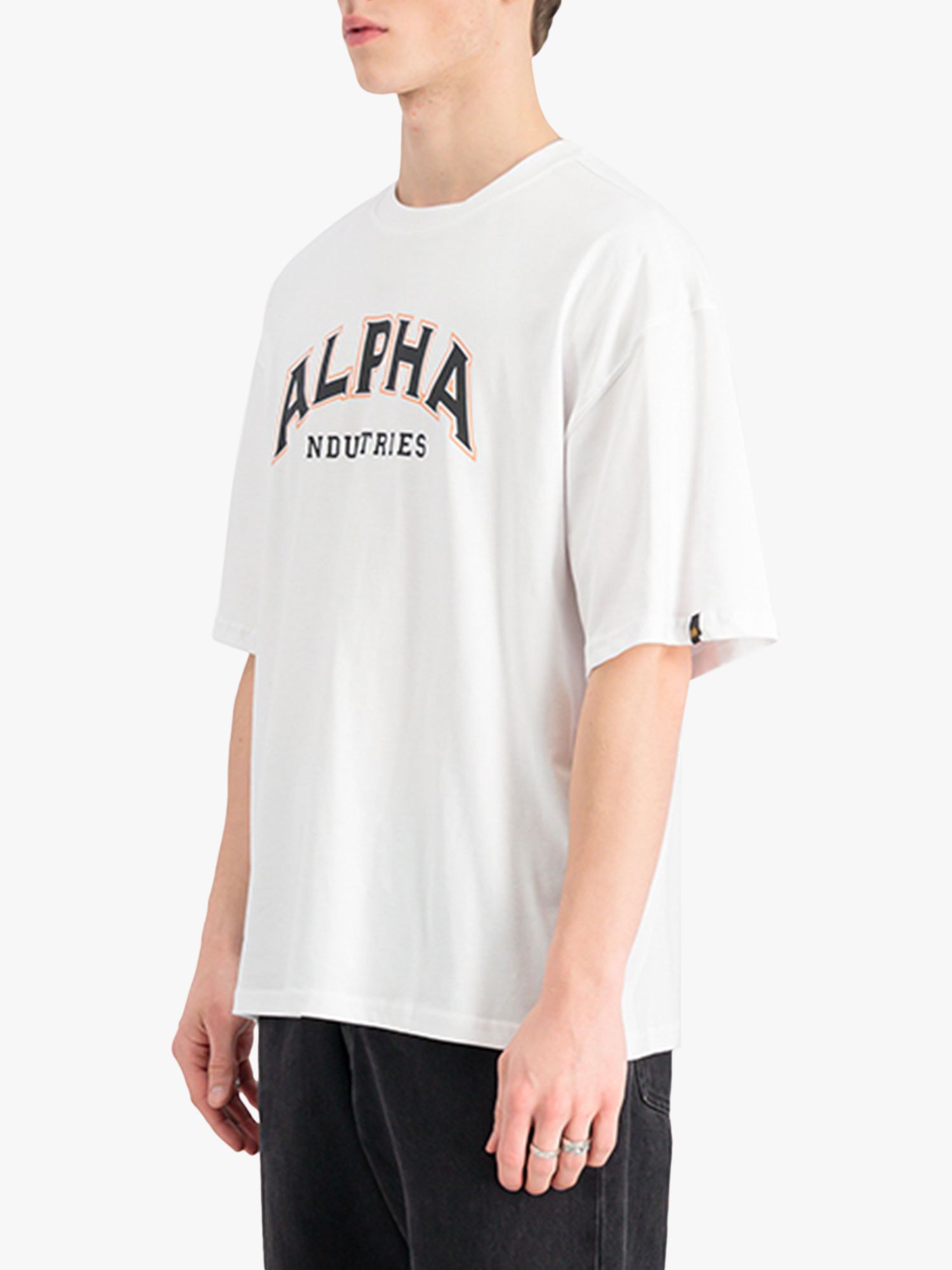 Alpha Industries College Logo Crew Neck T-Shirt, White, S