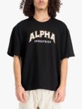 Alpha Industries College Logo Crew Neck T-Shirt, Black