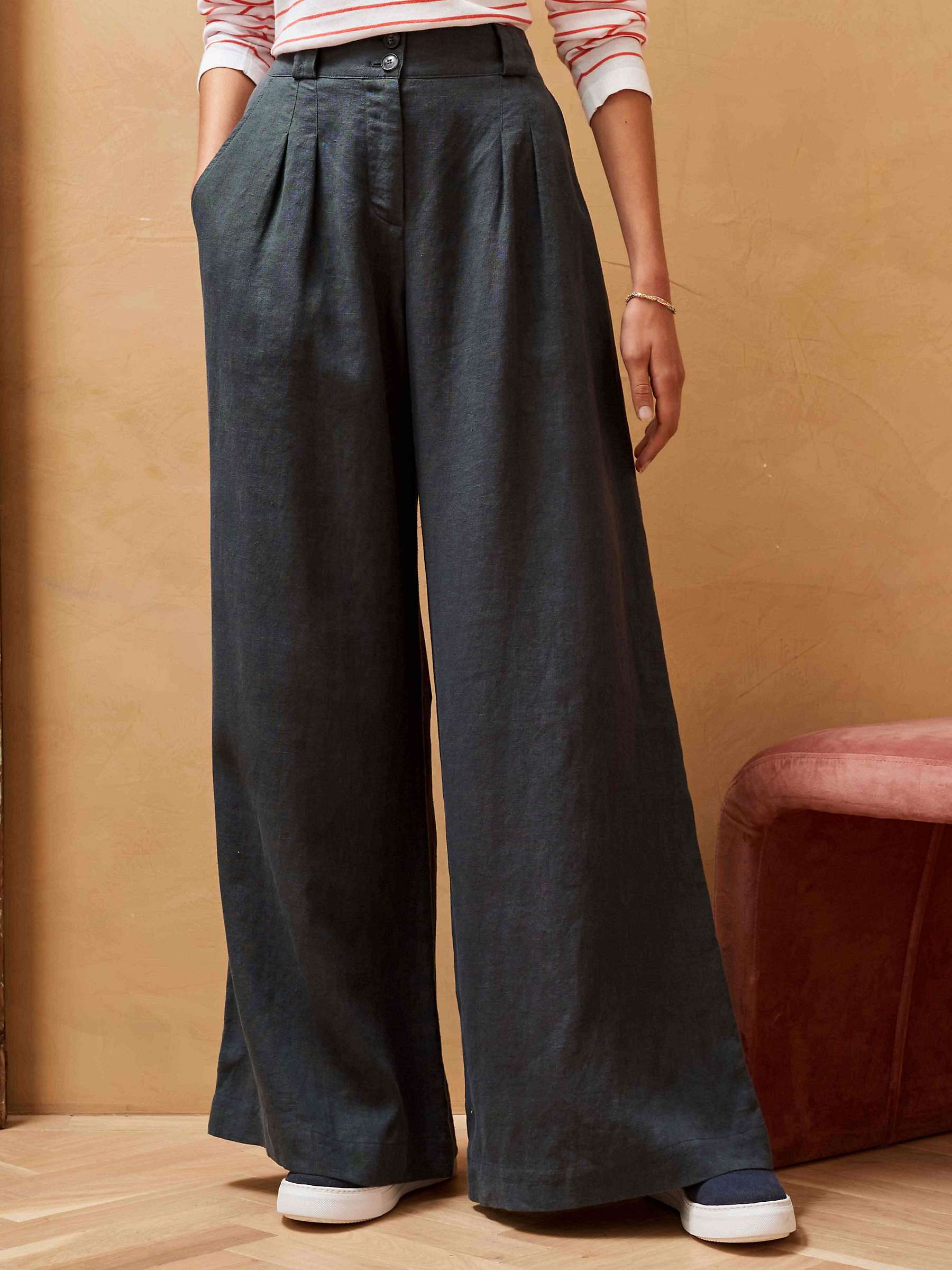 Buy Brora Wide Leg Linen Trousers, Slate Online at johnlewis.com