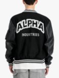 Alpha Industries PU College Bomber Jacket, Black, Black