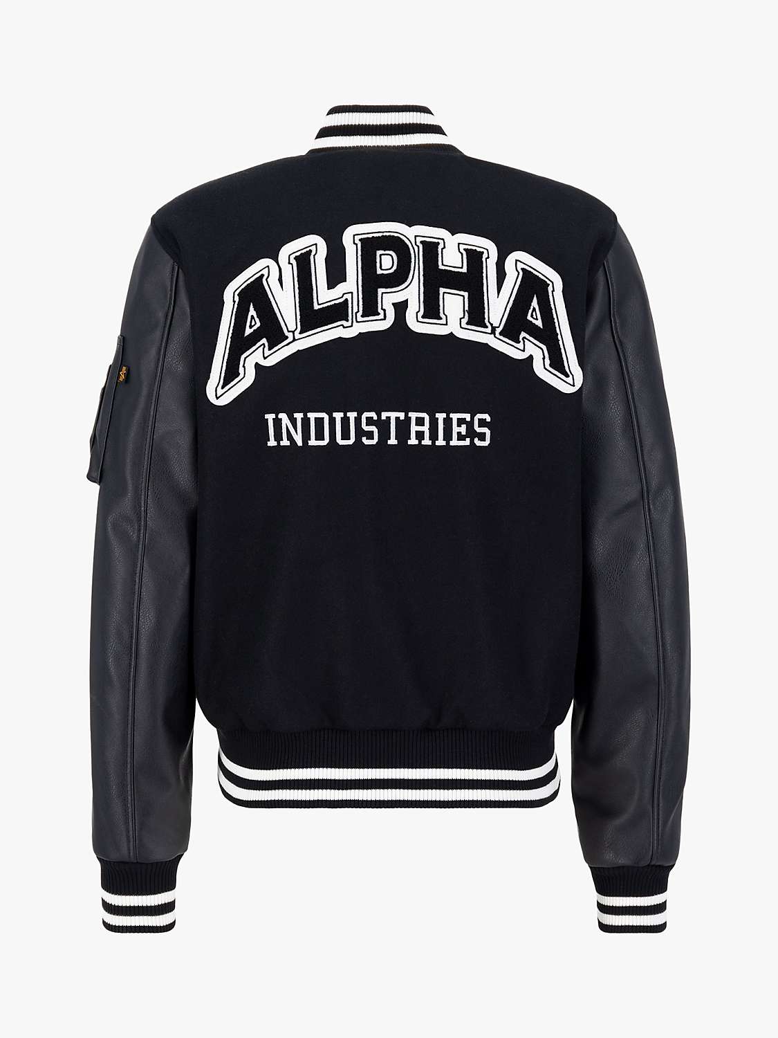 Buy Alpha Industries PU College Bomber Jacket, Black Online at johnlewis.com