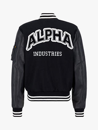 Alpha Industries PU College Bomber Jacket, Black