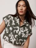 Mint Velvet Abstract Print Longline Shirt, Khaki