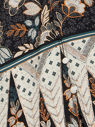 Mint Velvet Floral Print Tie Neck Blouse, Black/Multi