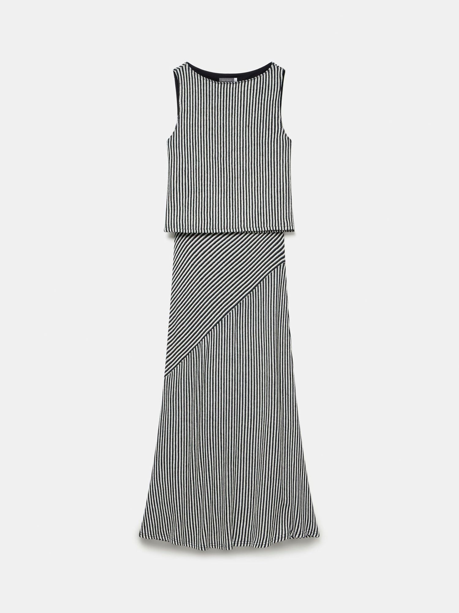 Mint Velvet Striped Two Part Sleeveless Top & Maxi Skirt Set, Black/White, XS