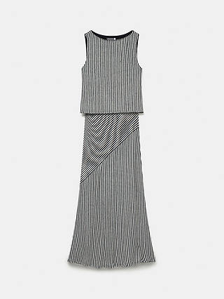 Mint Velvet Striped Two Part Sleeveless Top & Maxi Skirt Set, Black/White