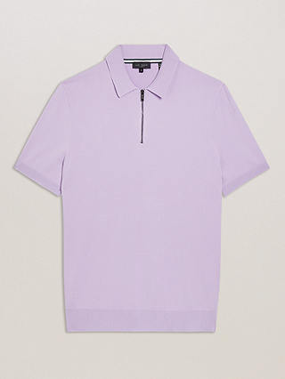 Ted Baker Daldin Short Sleeve Zip Polo Top, Lilac