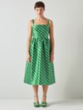 L.K.Bennett Elodie Geometric Midi Dress, Green/Multi, Green/Multi