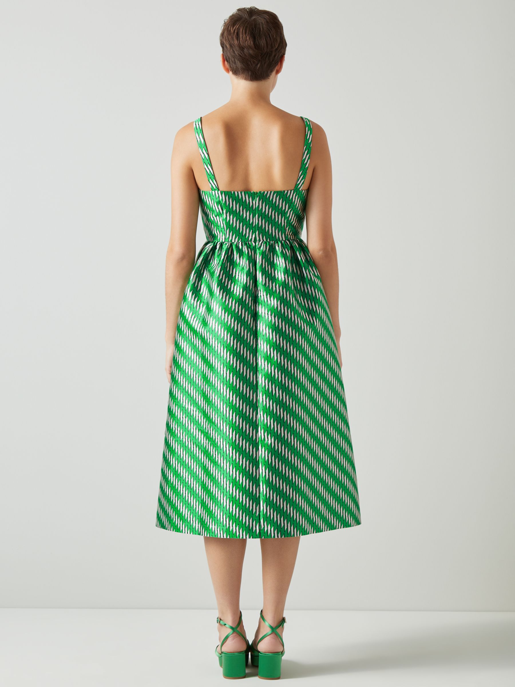 L.K.Bennett Elodie Geometric Midi Dress, Green/Multi, 6