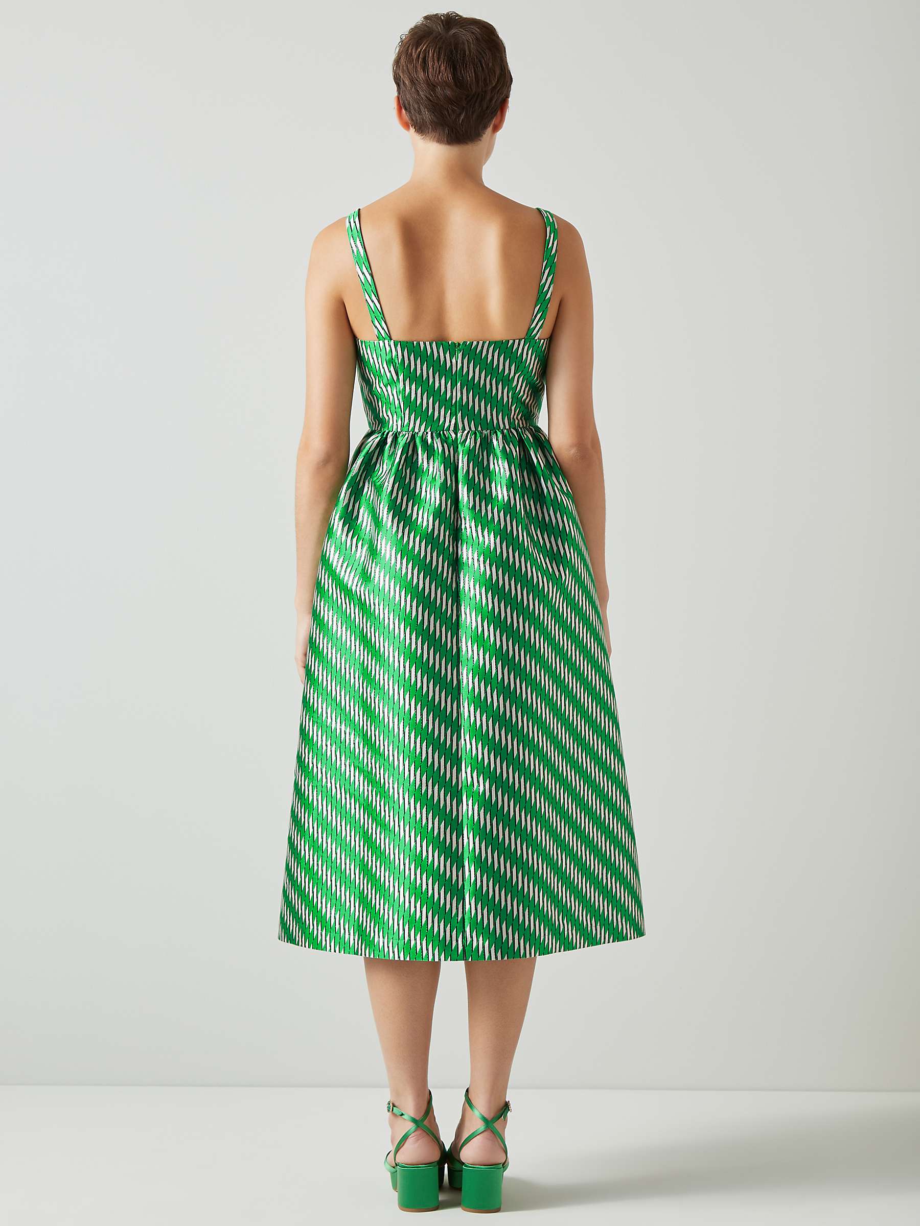 Buy L.K.Bennett Elodie Geometric Midi Dress, Green/Multi Online at johnlewis.com