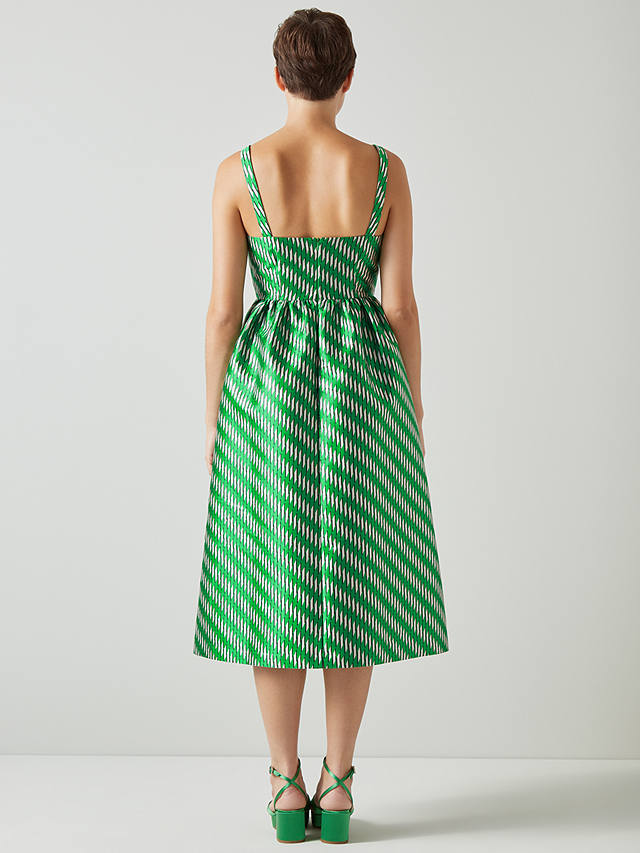 L.K.Bennett Elodie Geometric Midi Dress, Green/Multi