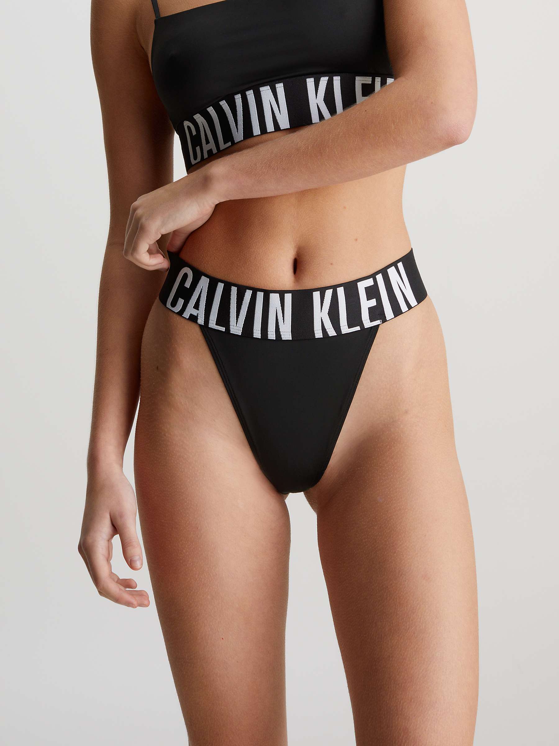 Buy Calvin Klein High Leg Thong, Black Online at johnlewis.com