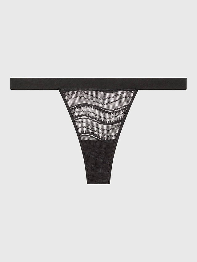 Calvin Klein Sheer Textured Thong, Black