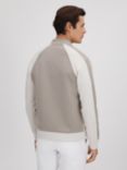 Reiss Pelham Long Sleeve Colour Block Jacket, Taupe/White