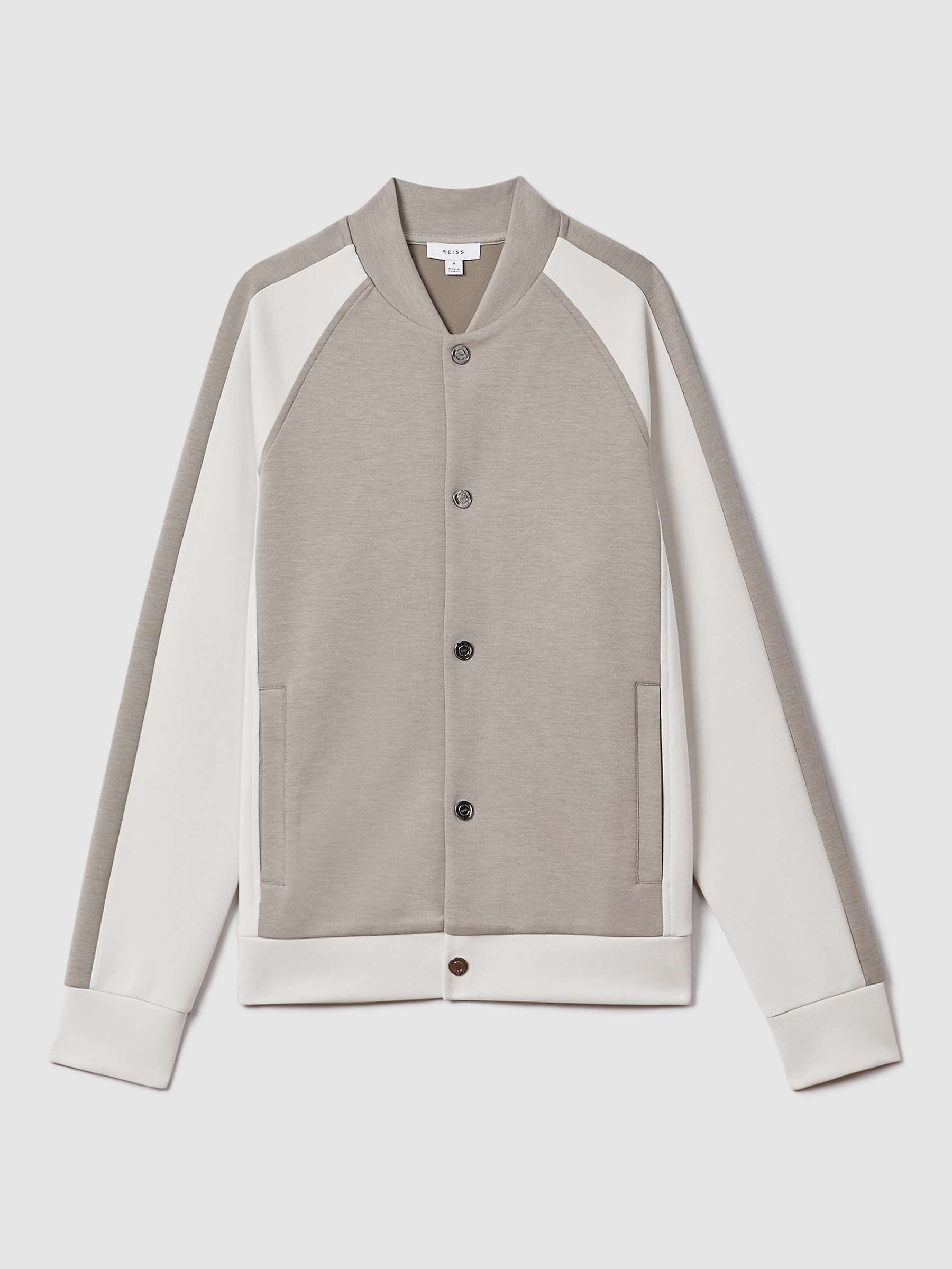 Buy Reiss Pelham Long Sleeve Colour Block Jacket, Taupe/White Online at johnlewis.com