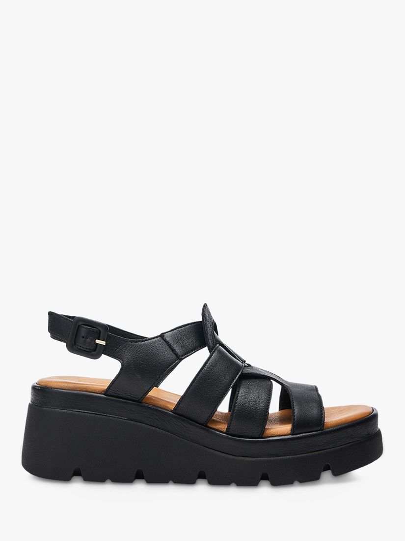 Moda in Pelle Strake Leather Sandals, Black at John Lewis & Partners