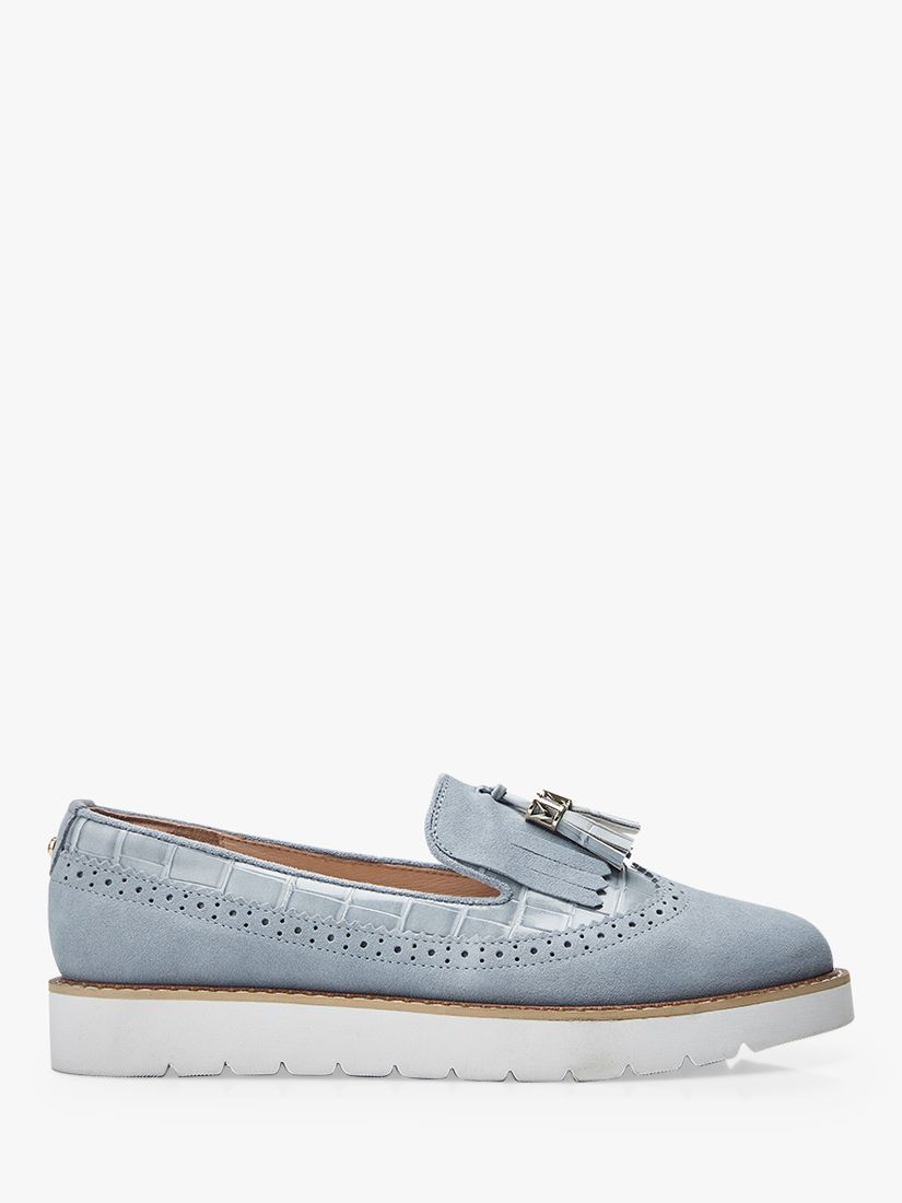Moda in Pelle Eilani Suede Loafers, Light Blue at John Lewis & Partners