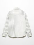 Mango Kids' Edu Slim Fit Stripe Shirt, Beige Khaki