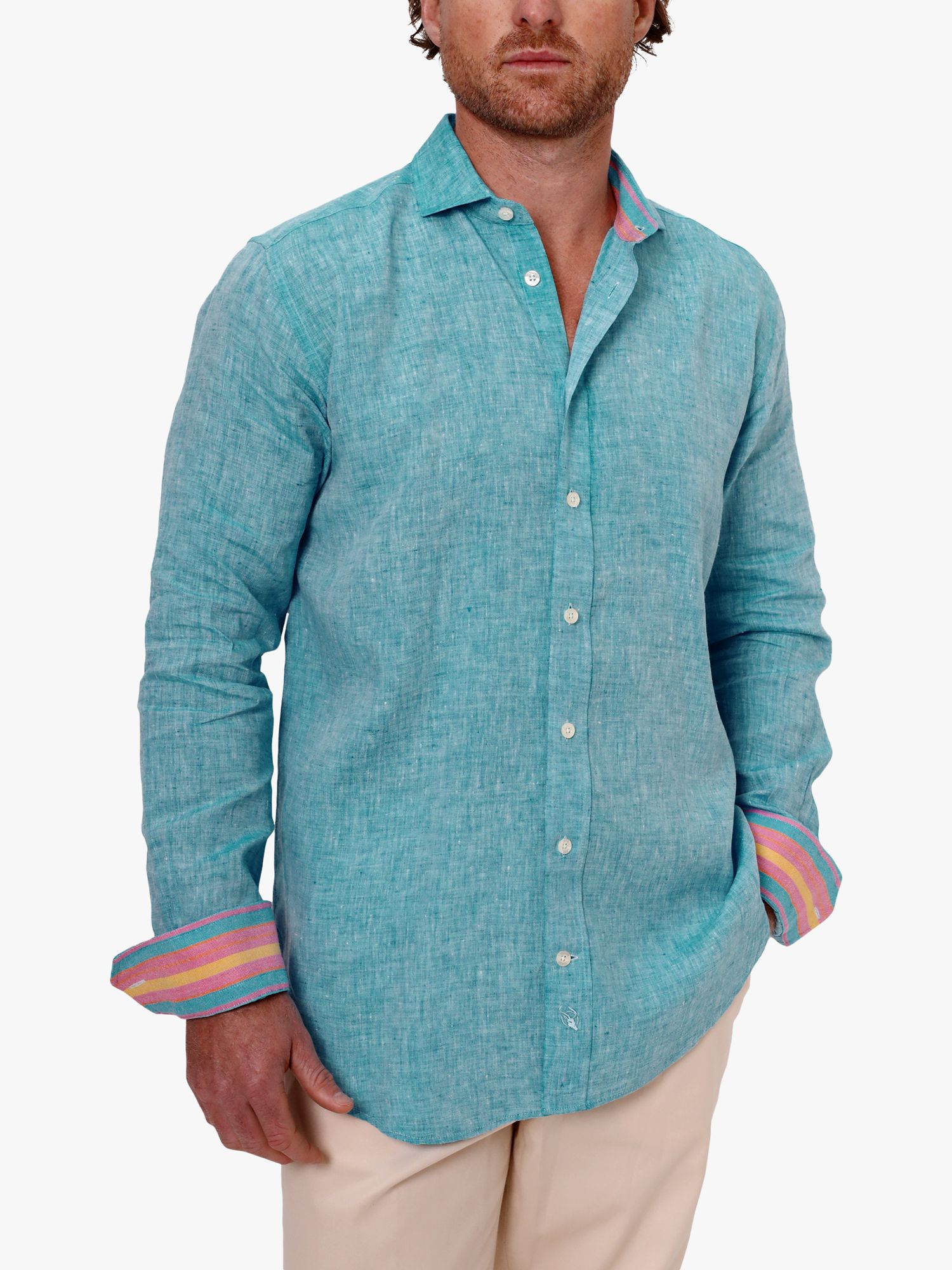 Buy KOY Nyota Linen Shirt, Turquoise Online at johnlewis.com