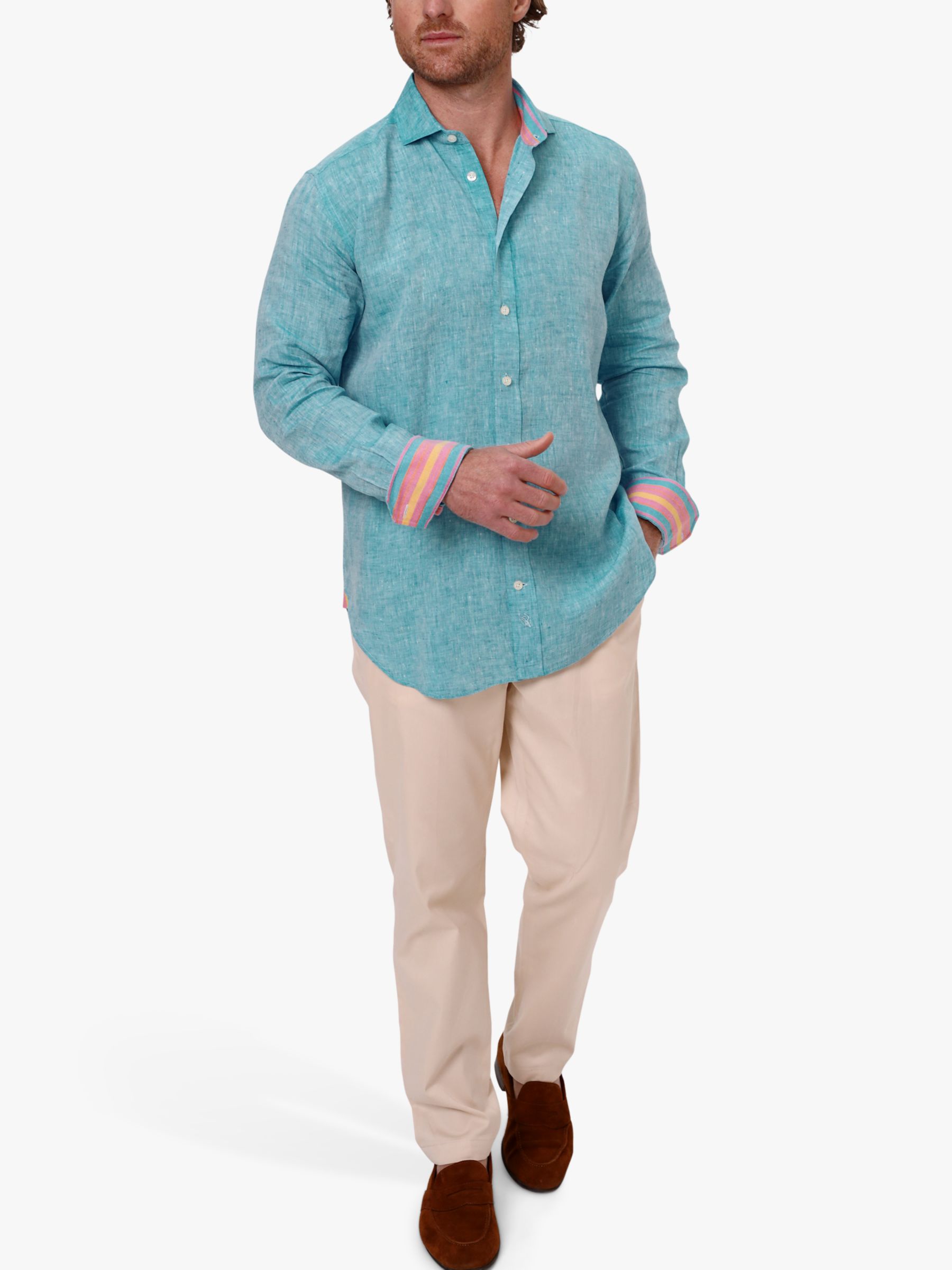 KOY Nyota Linen Shirt, Turquoise, S