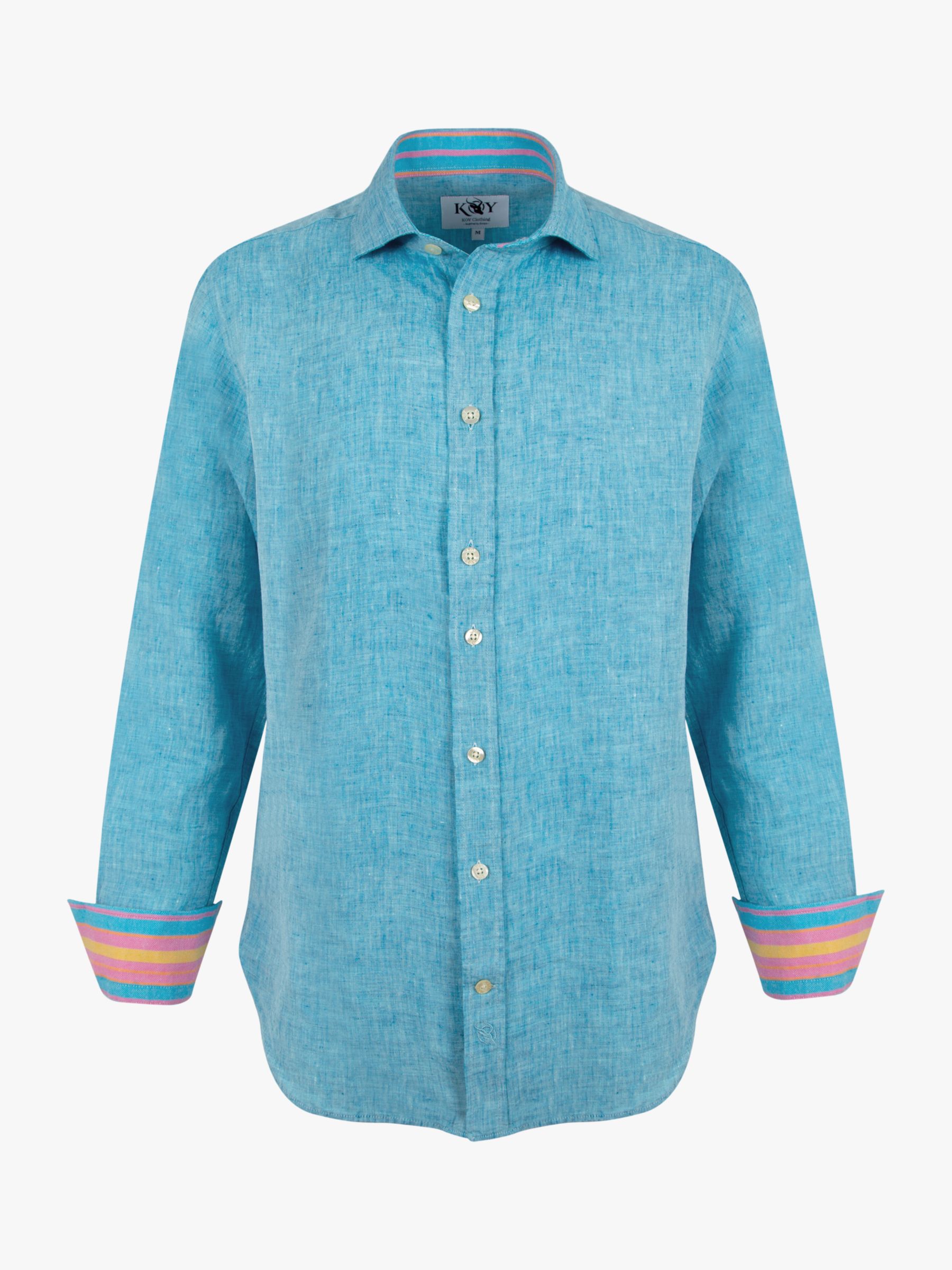KOY Nyota Linen Shirt, Turquoise, S