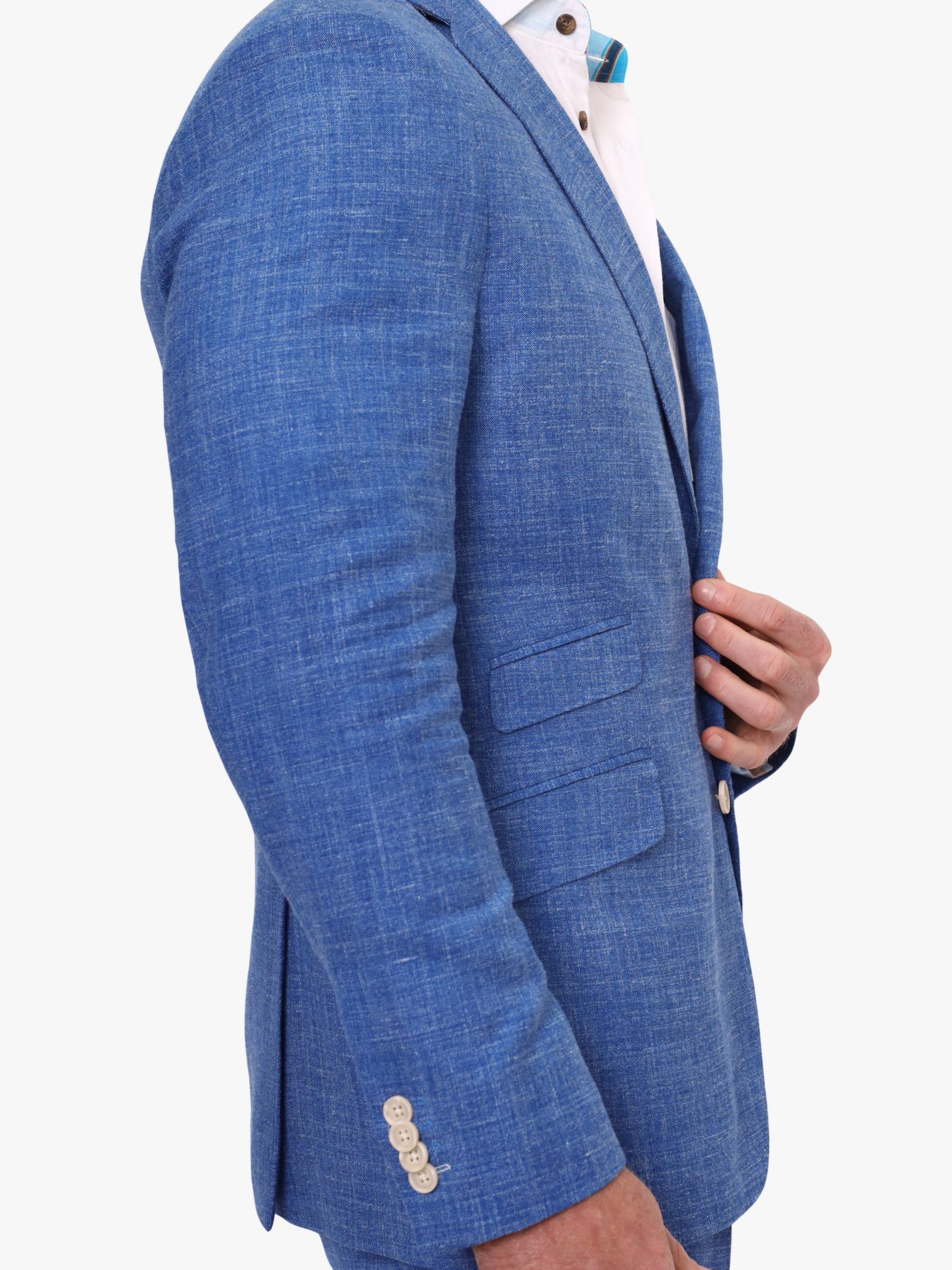 KOY Linen Blend Suit Jacket, Mid Blue, 48R
